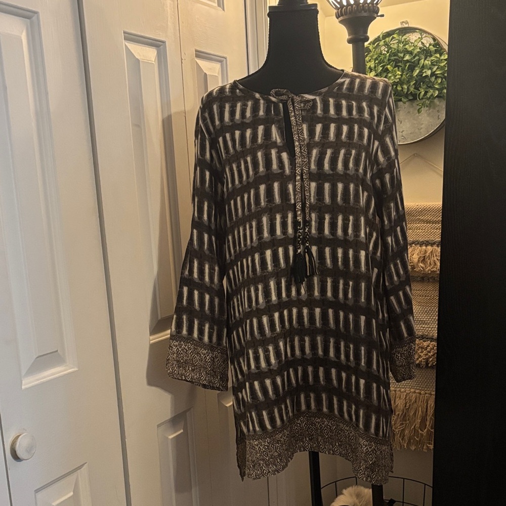 Rock Flower Paper Olive Patterned Tunic